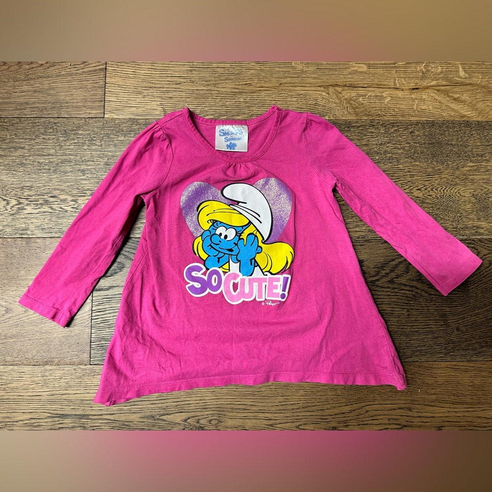 4T Smurf’s Pink Long Sleeve Kids Shirt